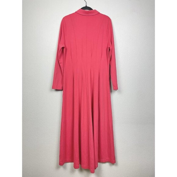 Soft Surroundings Women's XL Swingtime Half Zip Collared Maxi Dress Coral Ponte - Picture 14 of 16